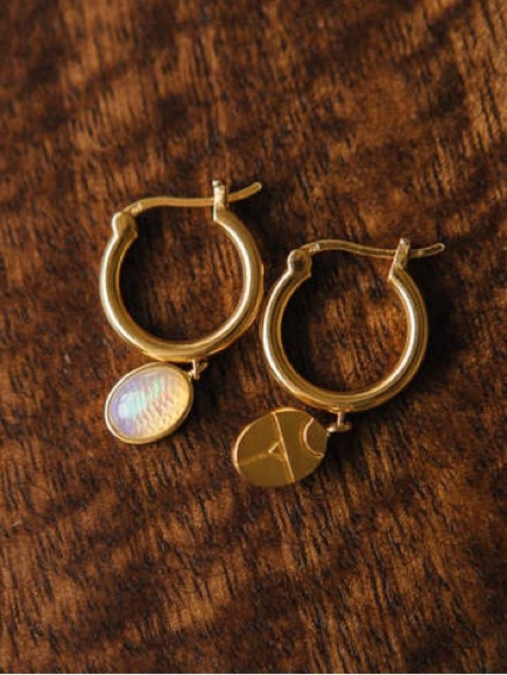 New Anthropologie x Sierra Winter Moonflower Opal Drop Hoop Earrings - Picture 2 of 7